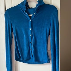 blue button up top